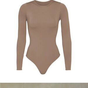 SKIMS Taupe Tan Long Sleeve Bodysuit